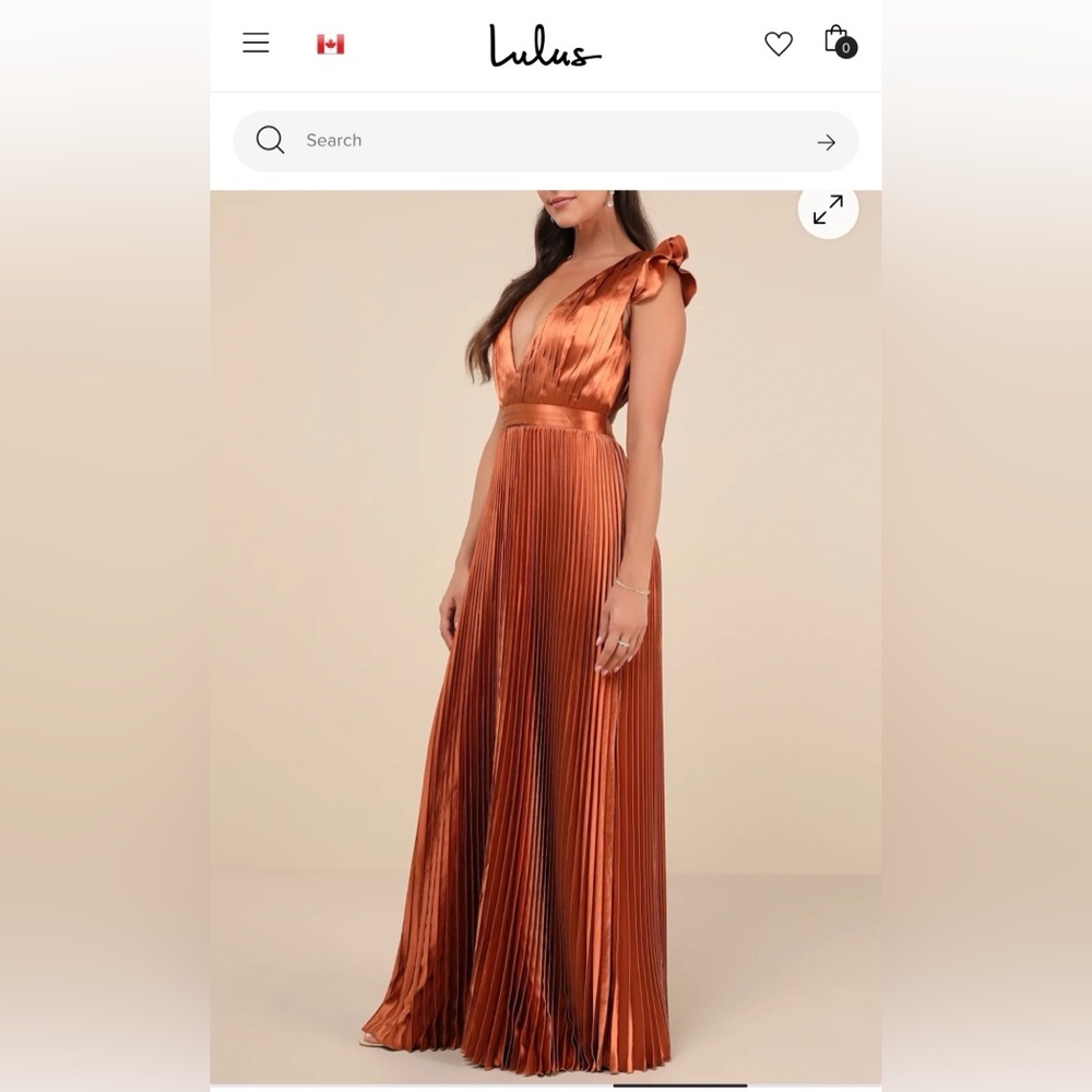 Lulu's Copper Pleated Maxi Dress
